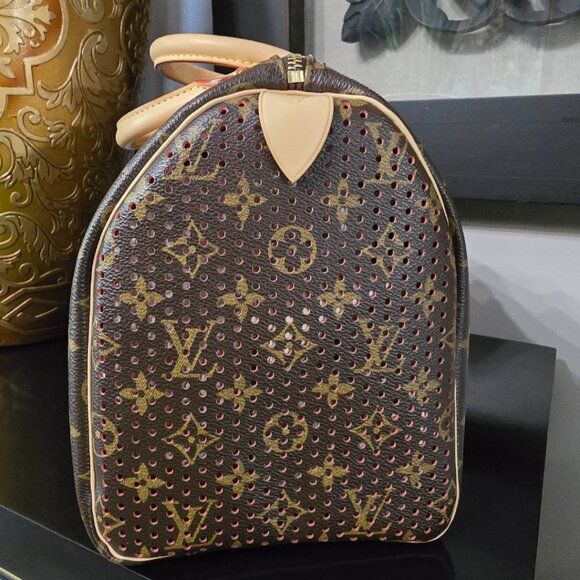 EUC Authentic RARE Limited Edition LV Perforated Speedy 30 Orange - Picture 7 of 16